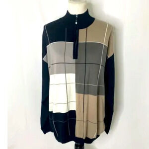 Scandia Woods XL men’s color block sweater with high neck zip pullover. EUC.